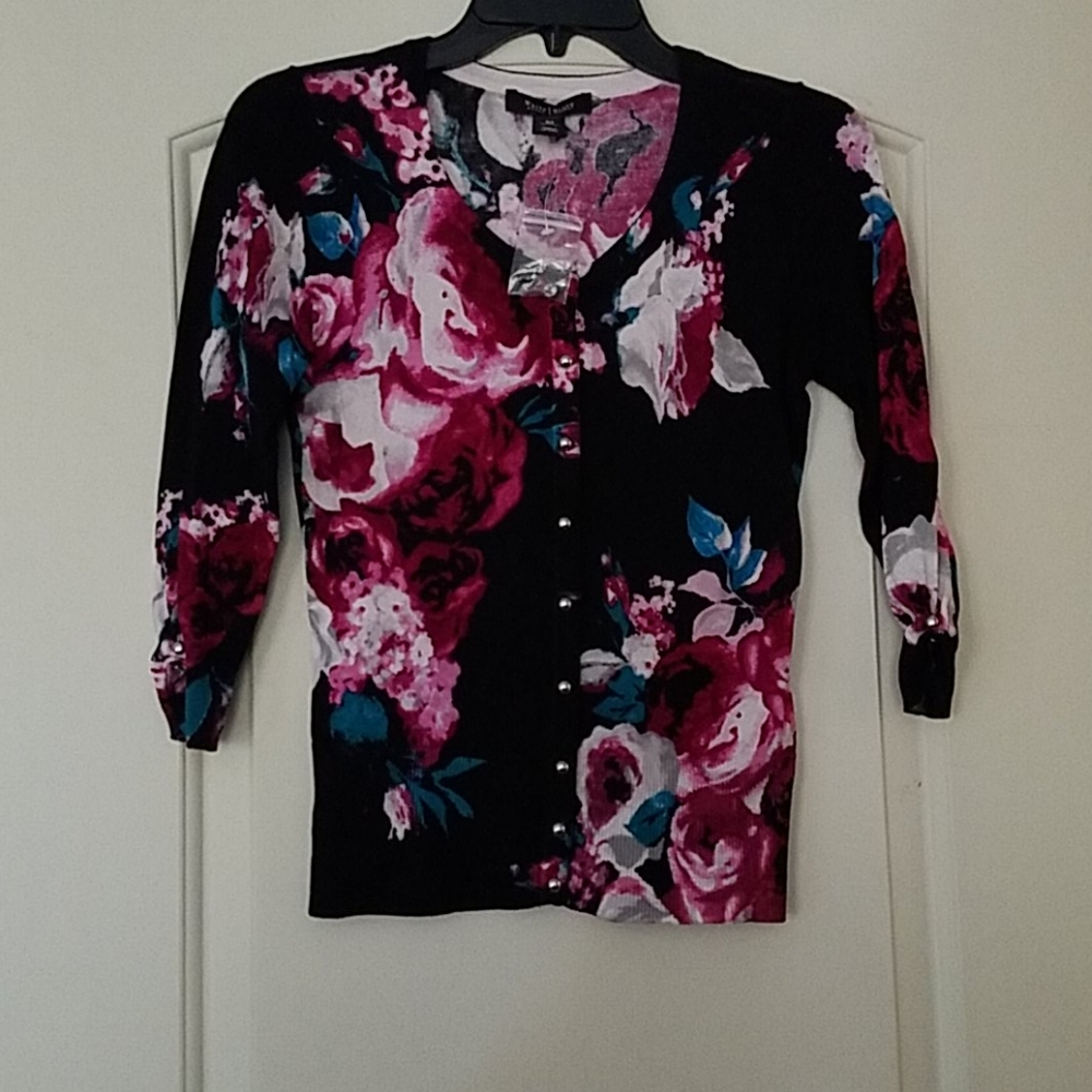 Black floral cardigan